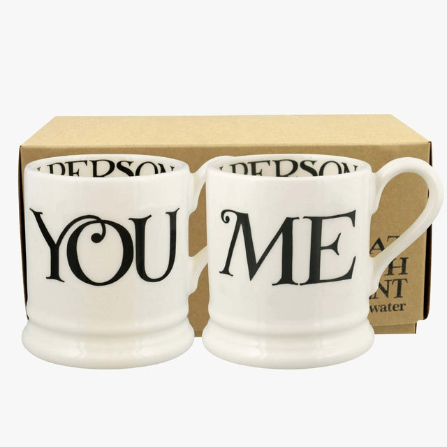 Emma Bridgewater Black Toast You & Me Set Of 2 1/2 Pint Mugs (Boxed)