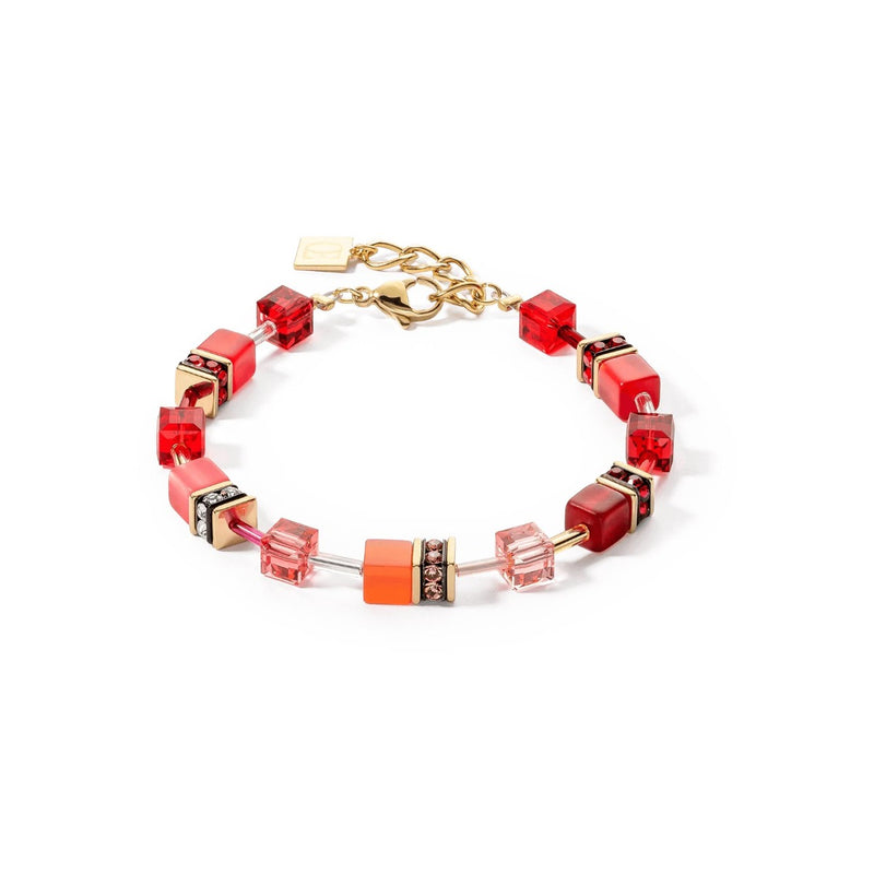 Coeur De Lion Geo Cube Tiger's Eye Rhinestone Bracelet