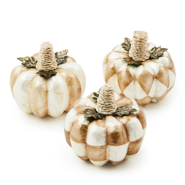 Mackenzie-Childs Mocha Capiz Pumpkins, Set of 3