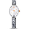 Swarovski Crystal Rock Oval watch, Swiss Made, Metal bracelet, White, Stainless steel