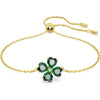 Swarovski Idyllia bracelet, Mixed cuts, Clover, Green, Gold-tone plated