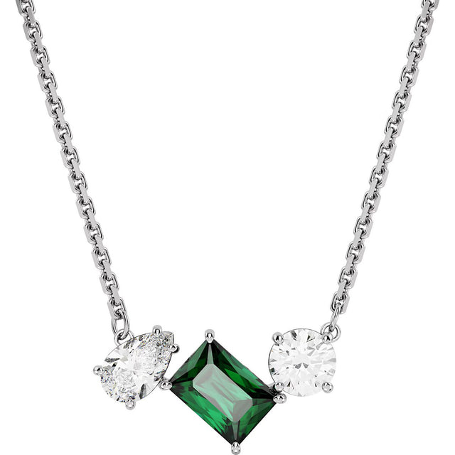 Swarovski Mesmera pendant, Mixed cuts, Green, Rhodium plated