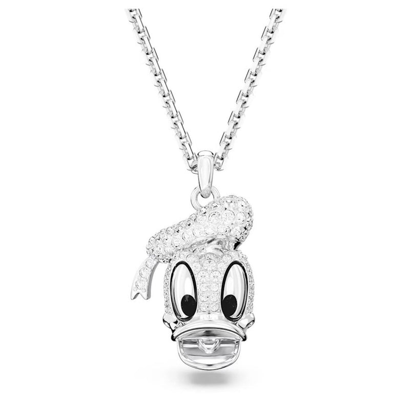 Swarovski Disney Donald Duck pendant, Head-shaped, White, Rhodium plated
