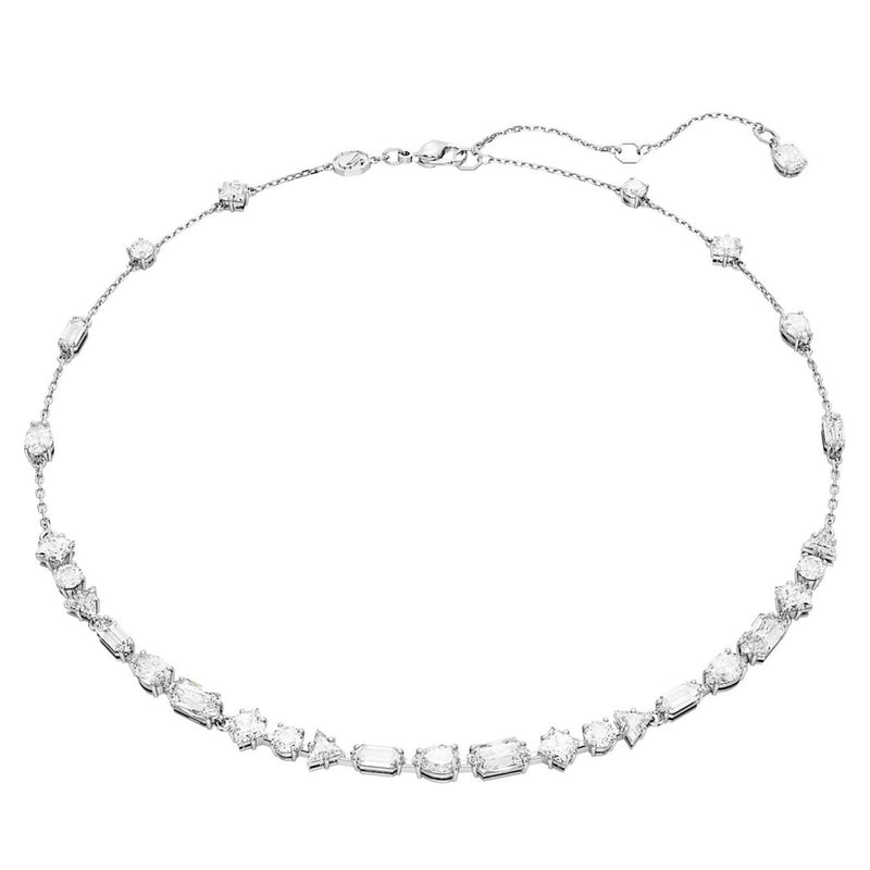 Swarovski Mesmera necklace, Mixed cuts, Scattered design, White, Rhodium plated