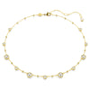 Swarovski Imber necklace, Round cut, Scattered design, White, Gold-tone plated